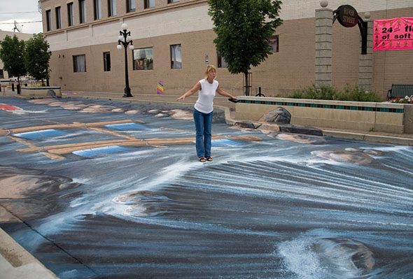 Water pavement illusion